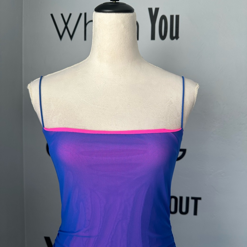 NWT Superdown Vibrant Pink and Blue Mesh Dress Size L - Picture 5 of 13